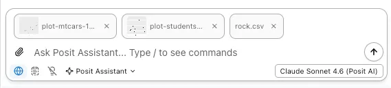 Chat input with file attachments showing as thumbnails