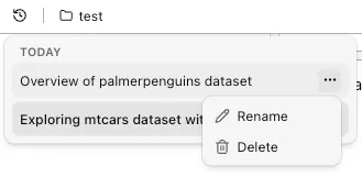 Conversation history panel showing past conversations