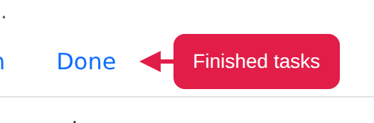 A crop of the Done filter link that includes the full callout bubble to its right.