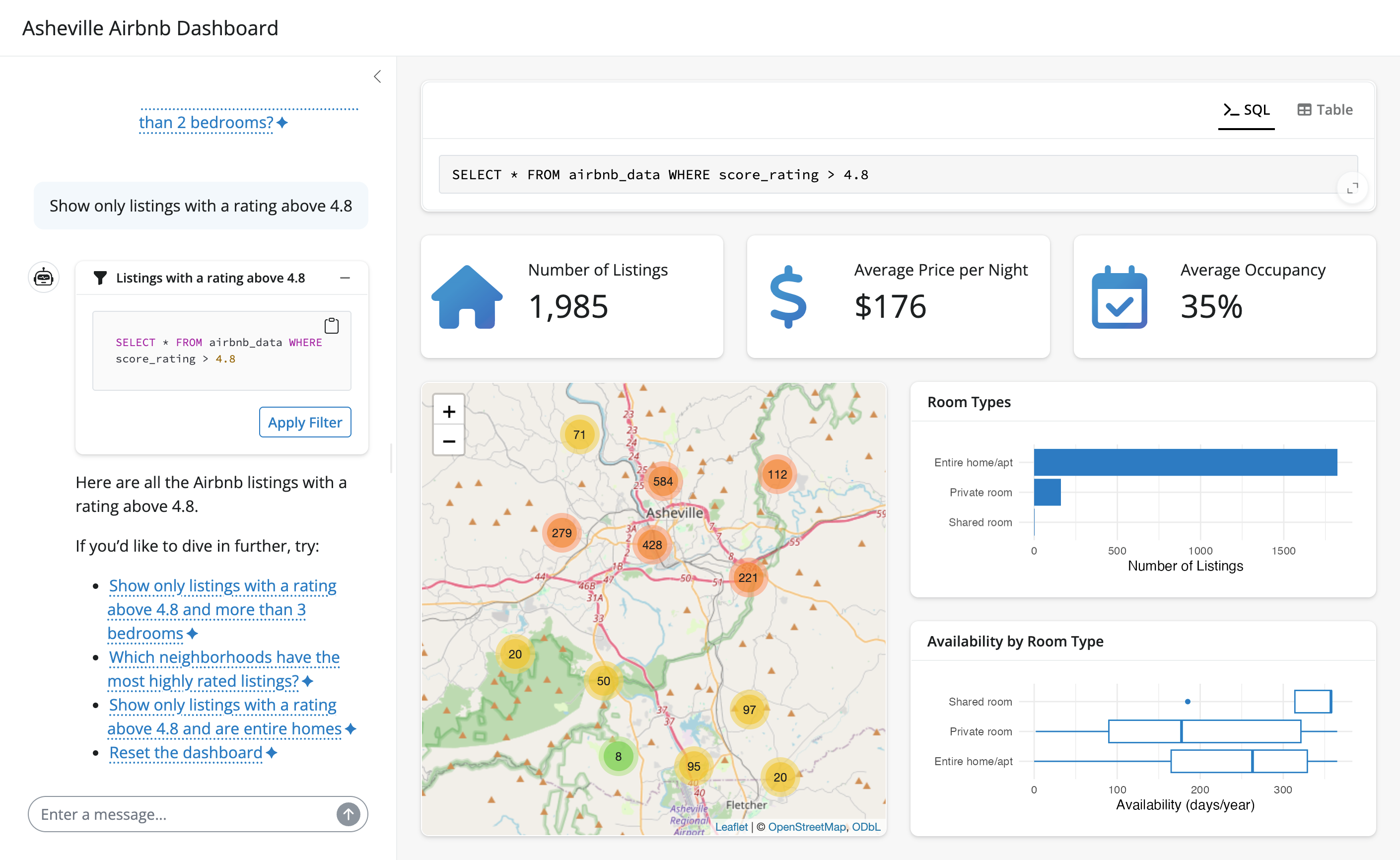 A custom app for exploring Airbnb listings, powered by querychat.
